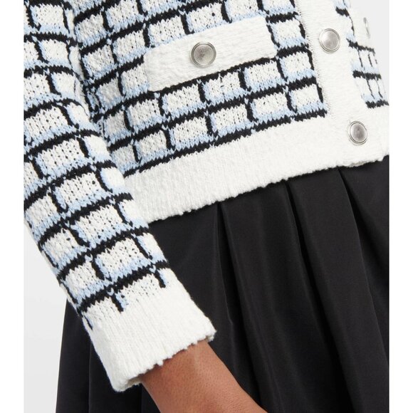 NWT Veronica Beard Lavigne Check Knit Jacket Blue Black White Size Small - Picture 12 of 14